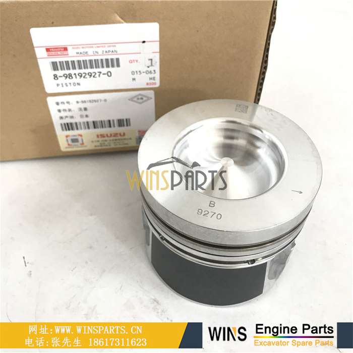 8-98192927-0 8981929270 ISUZU 五十铃4JJ1发动机活塞组件 用于<a href=https://www.winsparts.cn/riliwajueji.html target='_blank'>日立</a> ZX140W-3 ZX160LC-3 ZX180LC-3 ZX135US-3 挖掘机